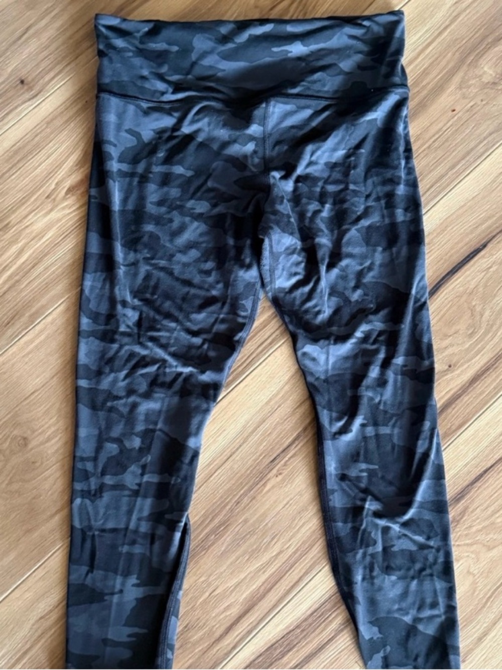 Athleta Elation Black & Charcoal Camo High-Waist Leggings